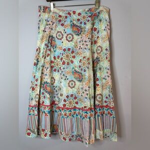 Choice Boho Floral Paisley A-Line Midi Skirt Women’s Multicolor Print Flowy